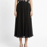High-waisted chiffon circle skirt
