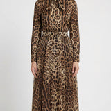 Leopard print chiffon circle skirt