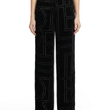 Devoré velvet wide‑leg trousers