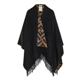 Reversible wool-cashmere cape