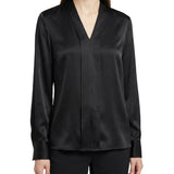Front-seam satin blouse