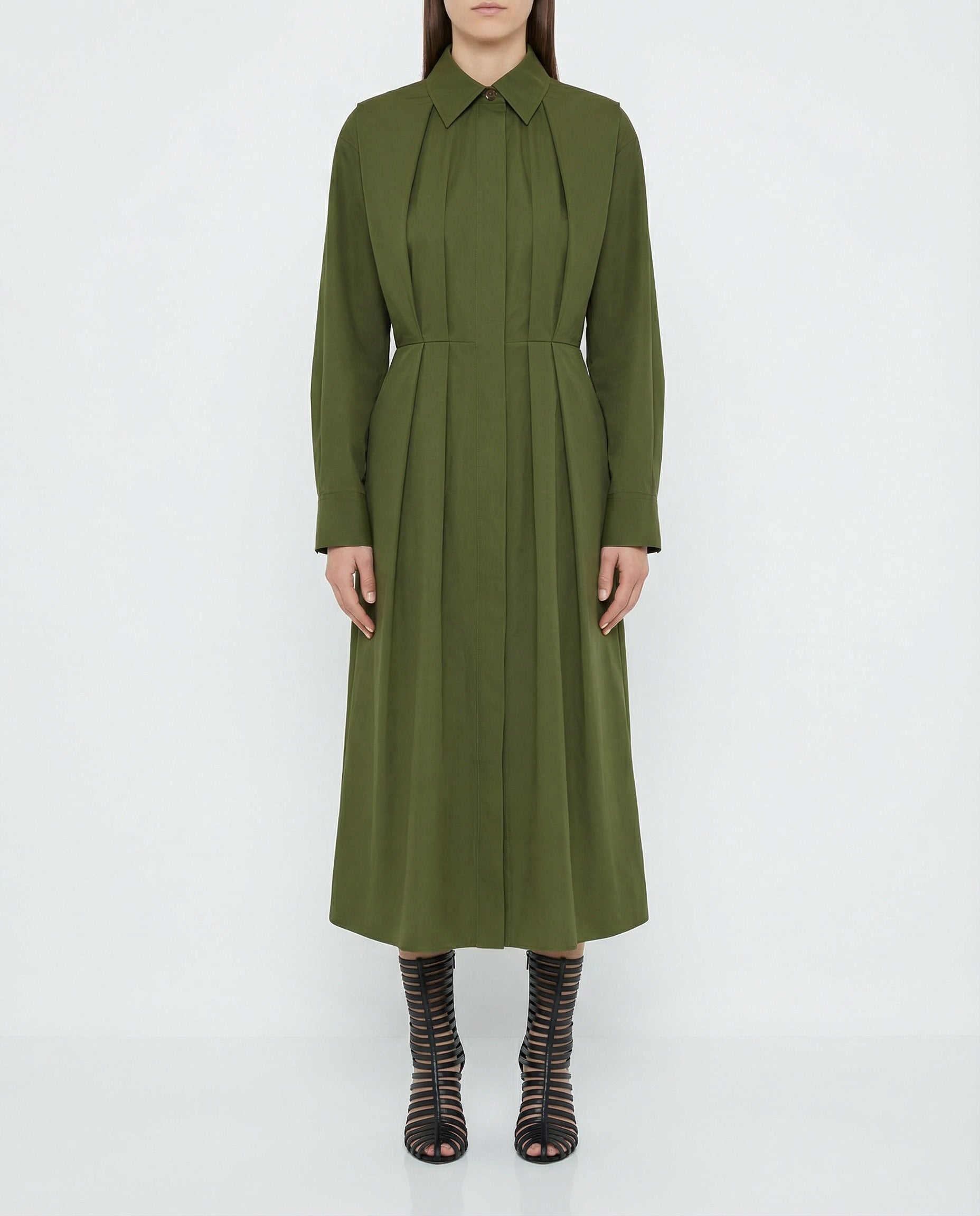 givenchy green dress 1990's Givenchy Paris Green Floral Print Silk Chiffon Draped Dress main image 0