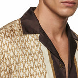 Printed silk twill bowling shirt
