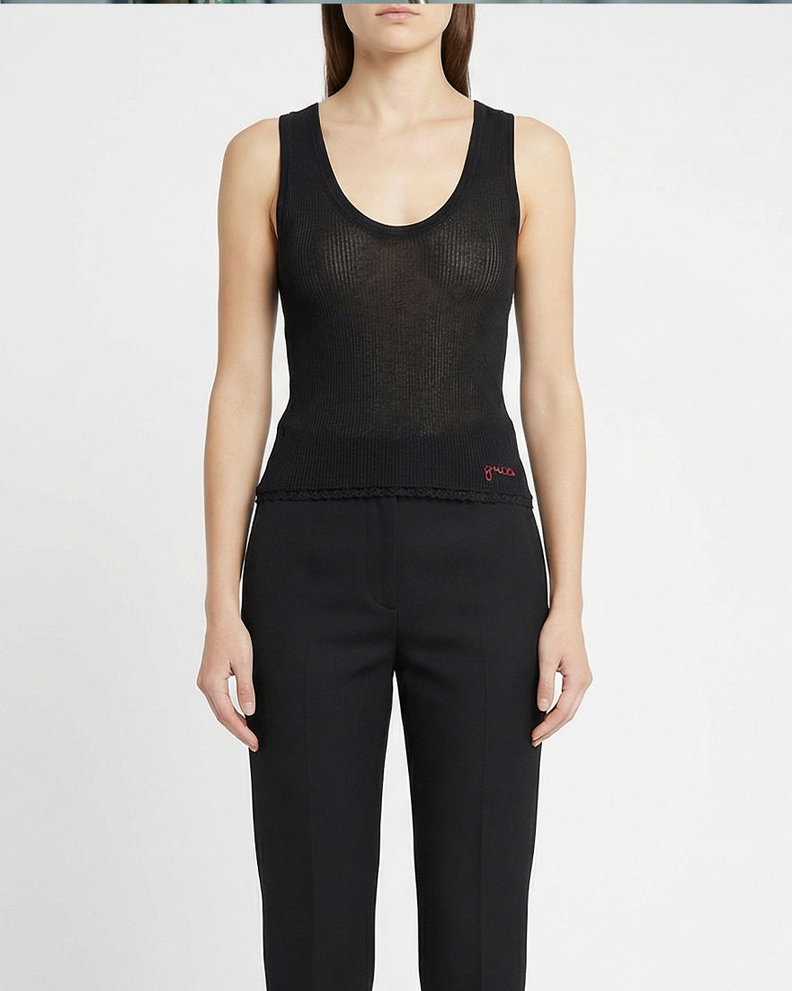 GUCCI Embroidered cotton rib tank top – Luisa World