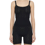 Bow-embellished pointelle knit shorts