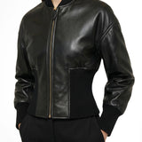 Leather cinched bomber