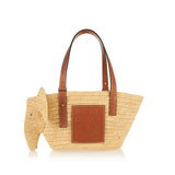 Elephant small raffia basket bag