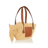 Elephant small raffia basket bag