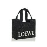 Font small raffia tote bag