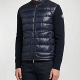 Padded wool zip-up cardigan