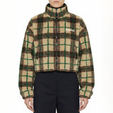 Checked teddy zipper jacket