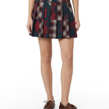Patchwork plaid virgin wool mini skirt