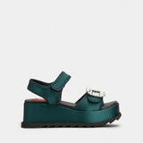 Roger Vivier slidy viv wedge satin sandals