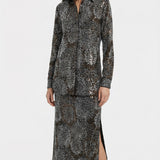 Crepe skirt with pearl embroidery