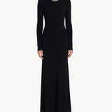 Jeweled backless knit gown