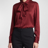Saint Laurent Tie-neck striped silk-jacquard shirt