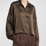 Khaite Bodine asymmetric silk satin shirt