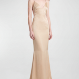 Tom Ford Metallic-trim open-back evening gown