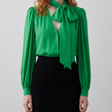 Valentino Garavani Tie-neck silk georgette blouse