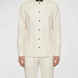 Silk Shantung shirt with frog closure