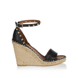 Rockstud leather espadrille wedges