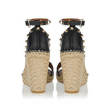 Rockstud leather espadrille wedges