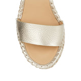 Rockstud metallic leather wedges