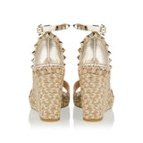 Rockstud metallic leather wedges