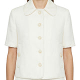 Wool‑blend trimmed linen jacket