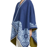Wool & silk‑blend jacquard wrap