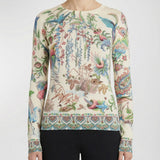Silk and cashmere floral sweater