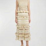 Wanderlust metallic crochet midi skirt