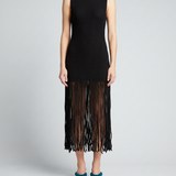 Alaïa Fringed open-knit midi dress