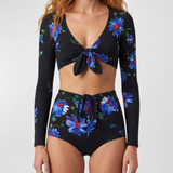 Alaïa Floral-print long-sleeve bikini set