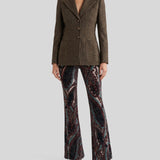 Etro Paisley-appliqué flared trousers
