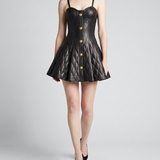 Balmain Quilted leather mini dress