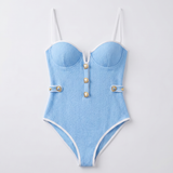 Moeva Lourmarin underwired button-detail swimsuit