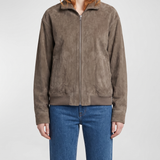 Frame Long-sleeve suede bomber jacket