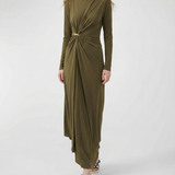 Bottega Veneta Asymmetric embellished gathered jersey maxi dress
