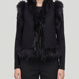Fendi Fox-trimmed bouclé wool gilet