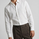 Linen hidden button-down shirt