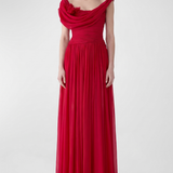 Carolina Herrera Flower-draped off-the-shoulder silk chiffon gown
