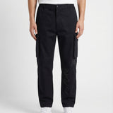Text-print twill tapered trousers