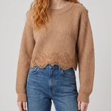 Chloé Lace-trimmed wool and cashmere sweater