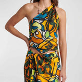 Christopher Esber Printed draped silk top