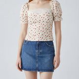 Dolce & Gabbana Floral-print lace-trimmed blouse