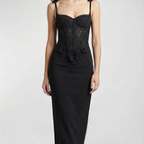 David Koma Floral embroidered contrast dress