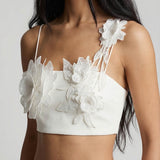 David Koma Flower-cluster embroidered top