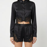 Versace Lace‑paneled satin shorts