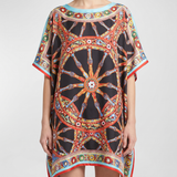 Dolce & Gabbana Carretto-print twill mini kaftan dress